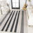 Elvin Geometric Striped Machine-Washable Ivory/Dark Gray Rug-1859512603