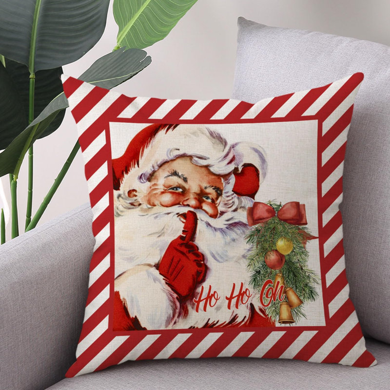  Housse de coussin en lin imprimé