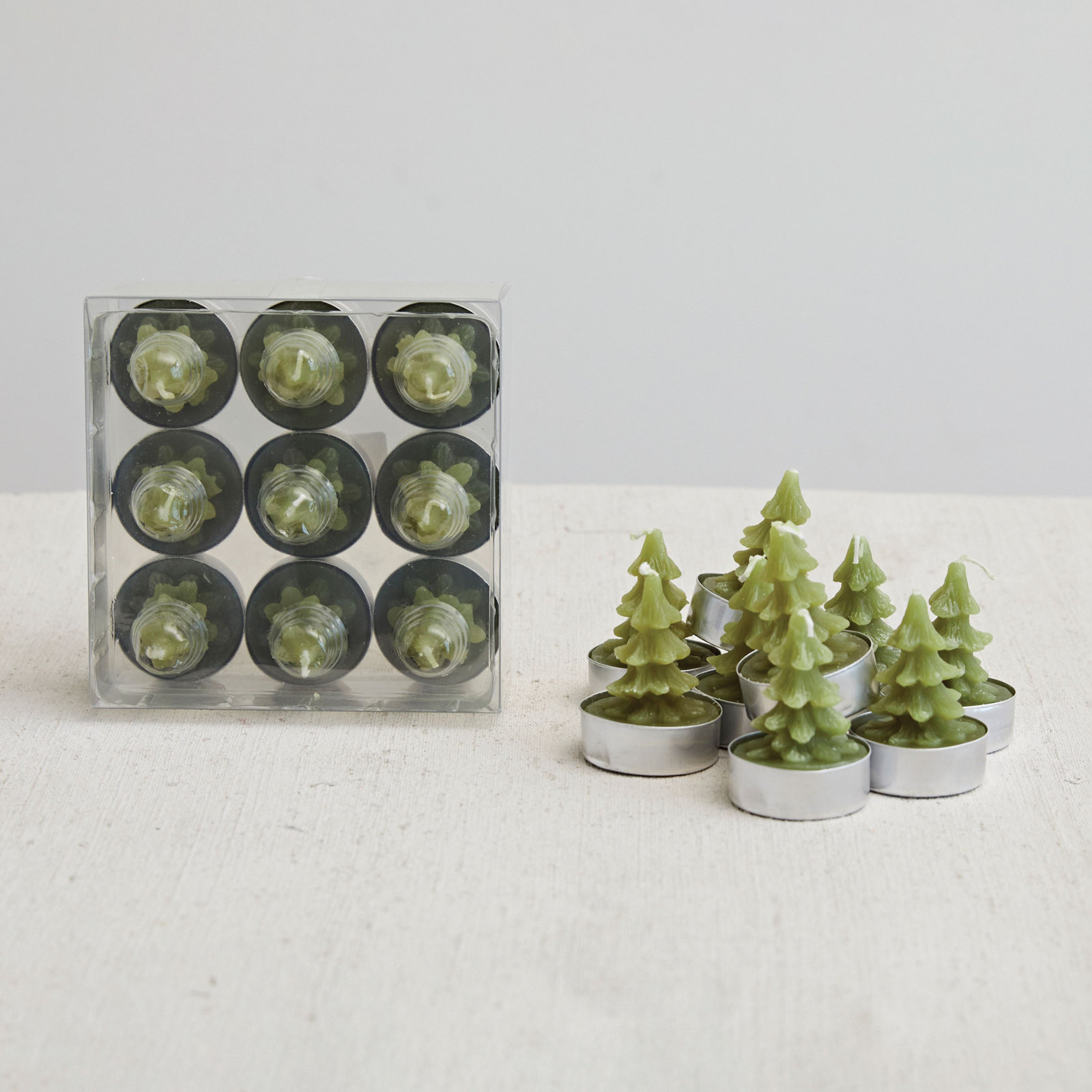 Tealight Candle Set, Cedar Green
