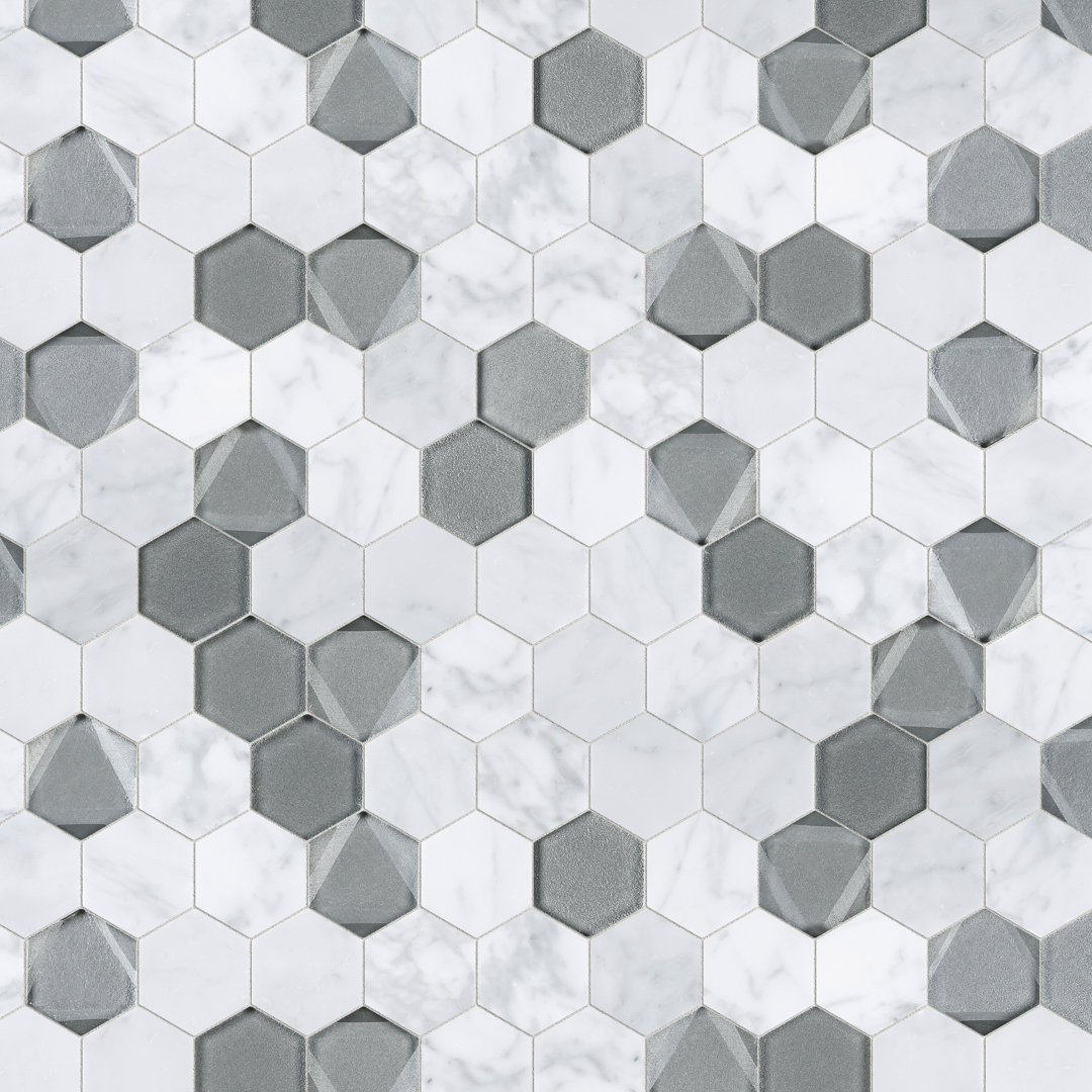 Phantom 2" x 2" Honeycomb Marble Look Mosaic Wall Tile Supreme Tile 