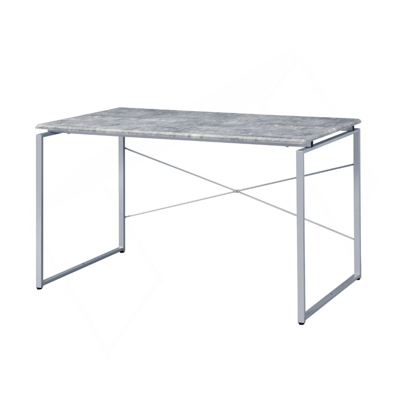 Writing Desk With Metal Sled Base, Silver