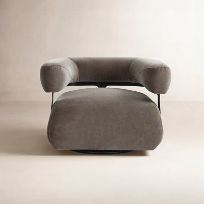 Lize Genuine Leather Swivel Barrel Chair