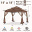 Extérieur 11 pi. L 11 pi. D Pavillon de jardin escamotable en métal-64890841