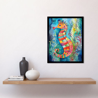 Seahorse in Aquatic Plants 1 Piece Single Picture Frame Wall Art