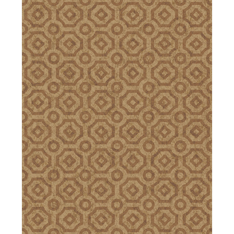 Geometric Wallpaper Roll, Metallic Copper