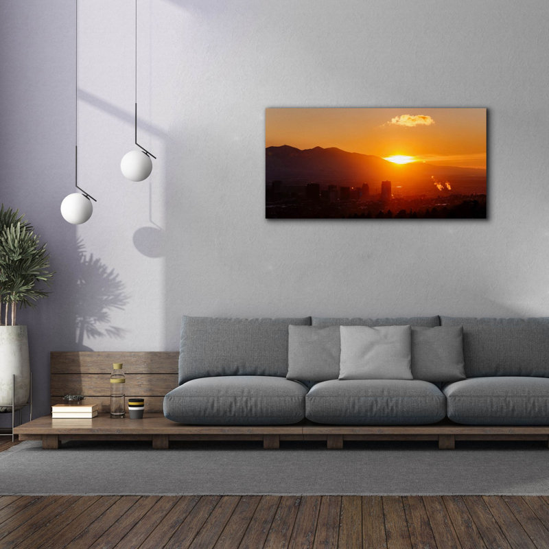  «Salt Lake City Sunset Panorama» par Epic Portfolio, art mural sur toile, H 30 po x l 60 po