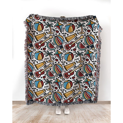  Summer Vibes Pattern 100% Cotton Throw