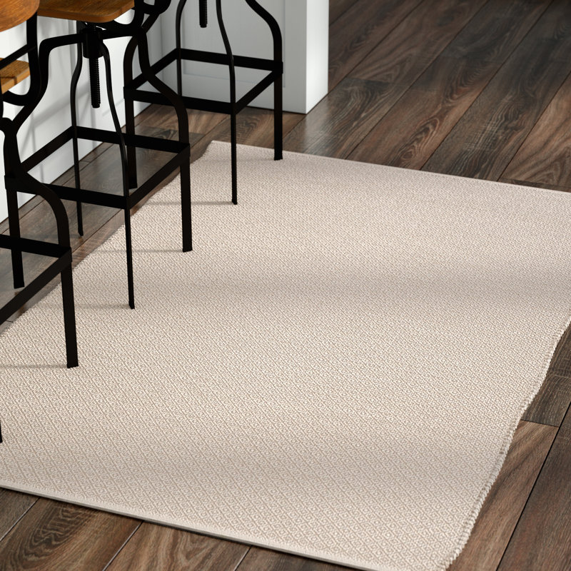 Tapis ivoire / beige en coton tissé à la main Bester, Rectangle 5 pi x 7 pi