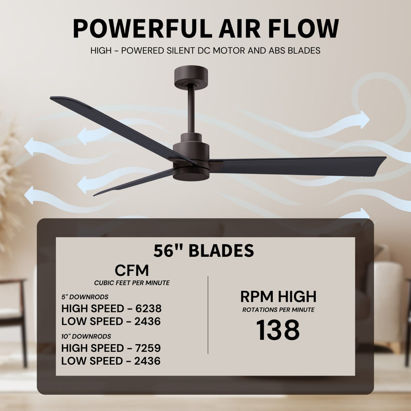 Alessandra Outdoor Downrod Ceiling Fan, Matte Black, Textured Bronze
