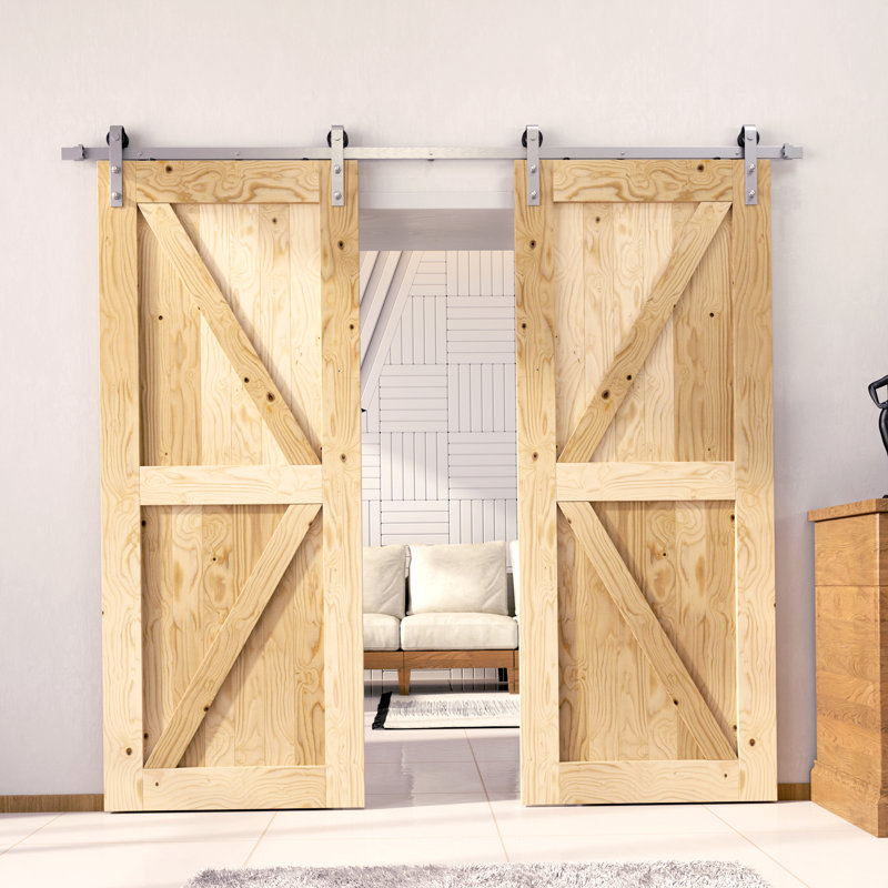 Ensemble de quincaillerie d'installation de porte en bois de pin massif non fini / non assemblé avec nickel brossé