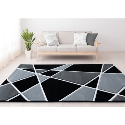 Tapis noir à motif abstrait Zabala