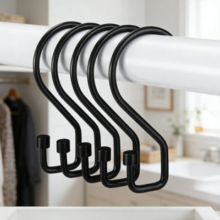12 Pack S Shape Shower Curtain Hooks – Rustproof Black Shower Curtain Rings, Multi-Functional Hooks For Shower Curtain, Kitchen Utensils, Clothing, Towels