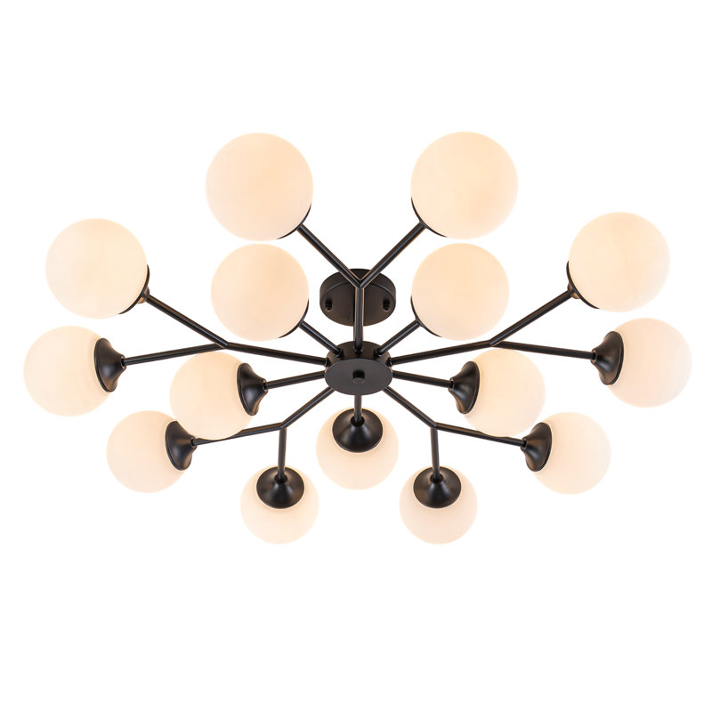 Plafonnier semi-encastré en verre Murtie Spoutnik , H 8,27 po x l 38,58 po x P 38,58 po, Noir