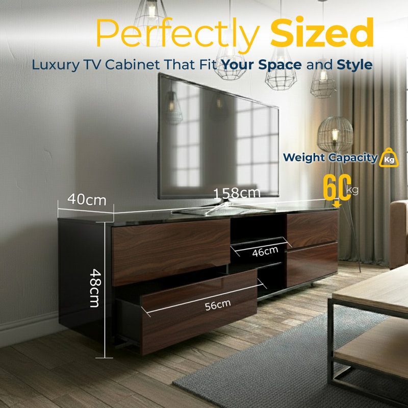 Krenar TV Stand for TVs up to 65", Black/Walnut
