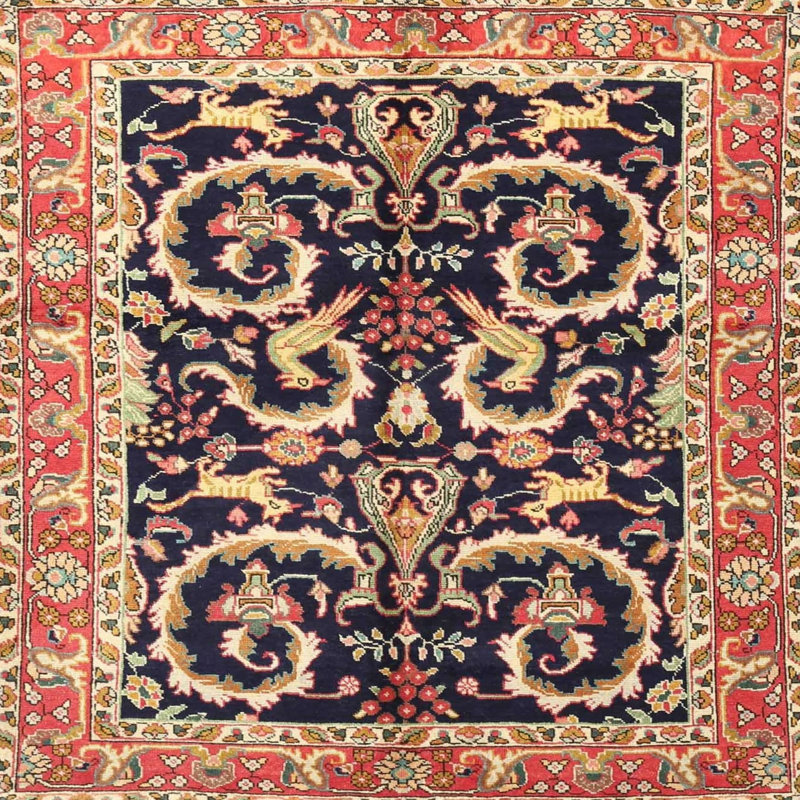 Tapis décoratif oriental rouge/noir/beige Abreu, Carré 8 pi