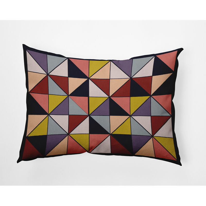 Reversible Throw Pillow, Purple/Red/Gray Geometric