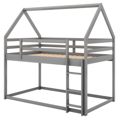Lit superposé simple au-dessus de gris - en forme de maison pour un sommeil réparateur