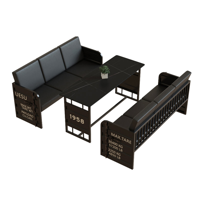 Kaimana Stone with Chairs Included, Black, Black