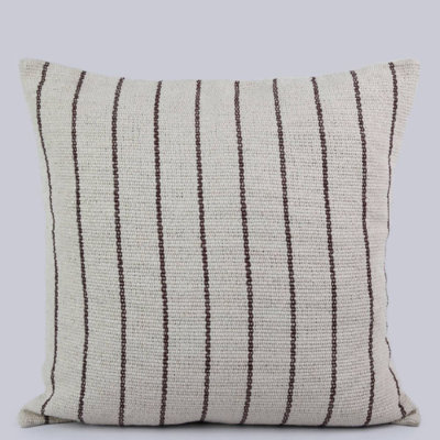 Coussin en coton rayé beige