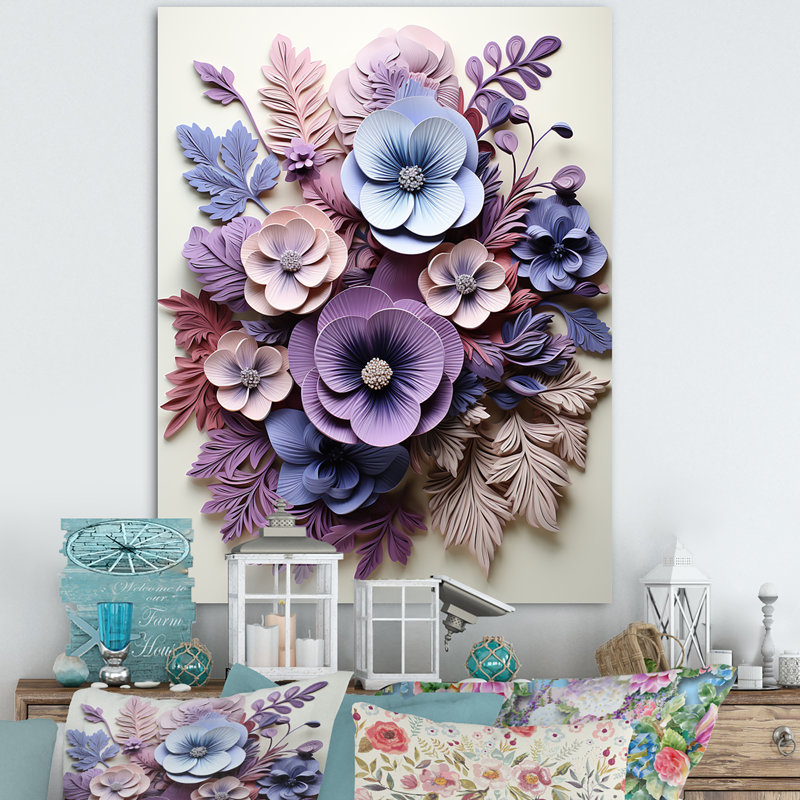 Art mauve dans les pensées, H 32 po x l 24 po x P 1 po, Toile tendue