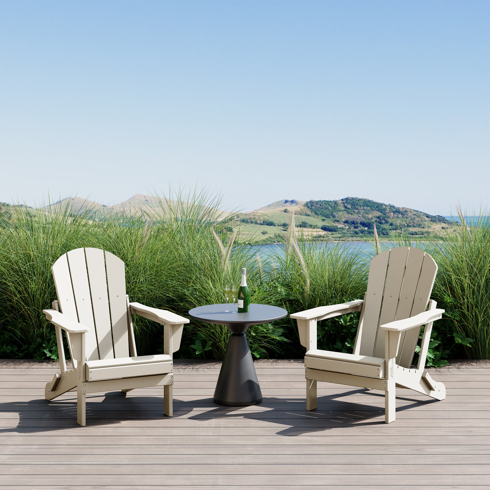 Laguna Foldable Outdoor Adirondack Set, Sand