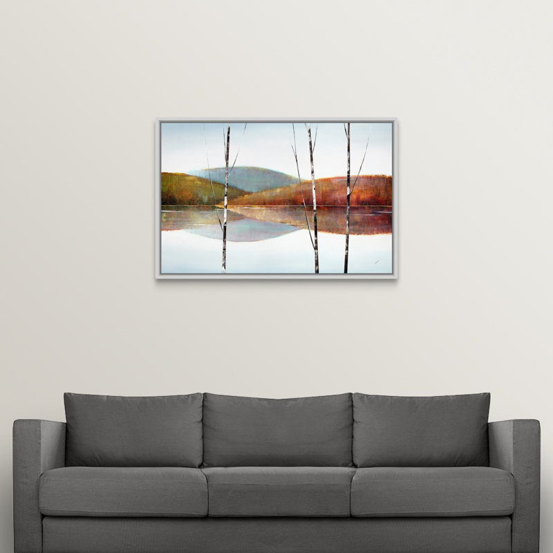 " Calm Waters VII " by Sydney Edmunds Painting Print, White Floater Frame, 33.7" H x 49.7" W x 1.75" D
