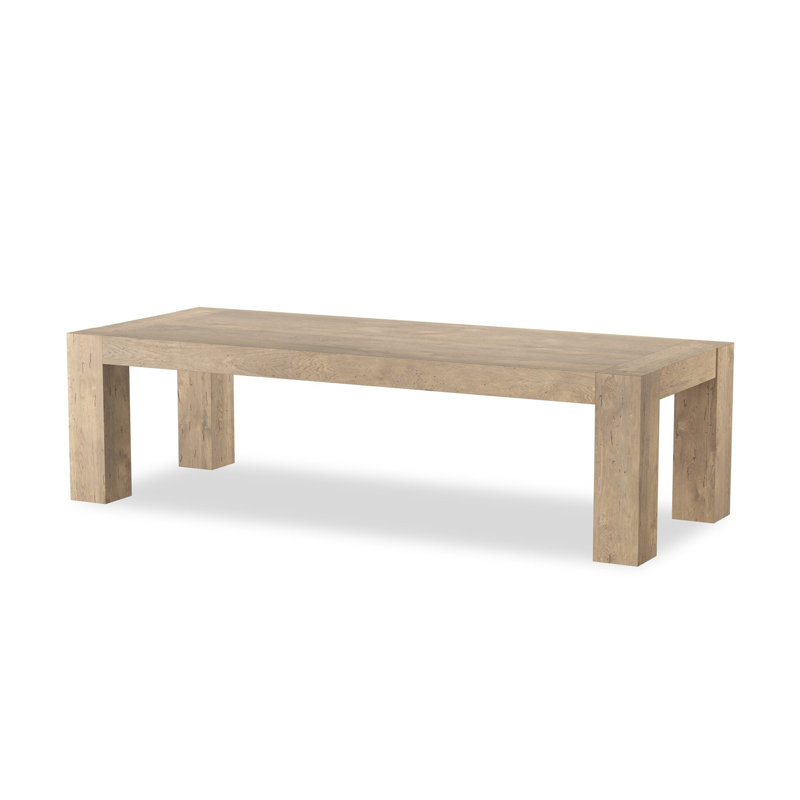 Abaso Dining Table, Whitewash Rustic Wormwood Oak, 30'' H x 108'' W x 43'' D