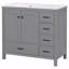 Ensemble de meuble-lavabo avec lavabo en céramique, armoire de rangement abondante, 2 portes à fermeture en douceur et 5 tiroirs-1544208320
