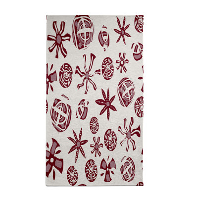 Tapis géométrique beige / rouge Alcesta