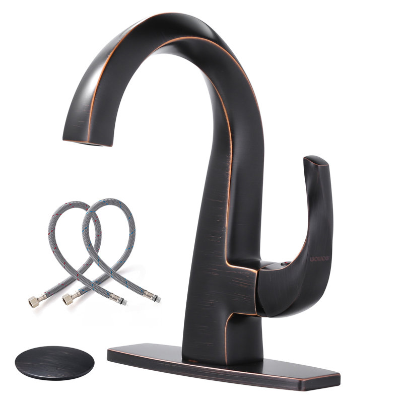Robinet de salle de bains monotrou avec ensemble de drainage, Bronze frotté à l'huile