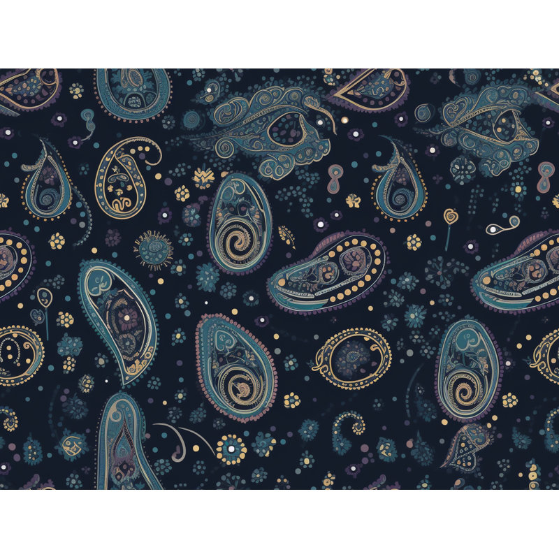 Polyester Comforter, King Comforter, Black/Navy Paisley