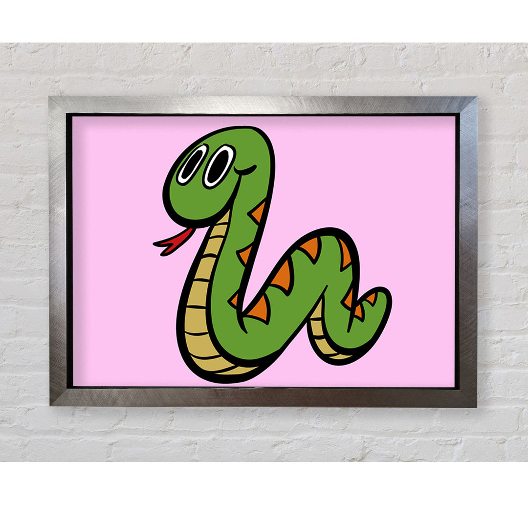 Gerahmtes Leinwandbild Cartoon Snake in Flieder