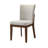Lere Dining Chair Set Of 2, Beige Fabric, Antique Style Brown Wood