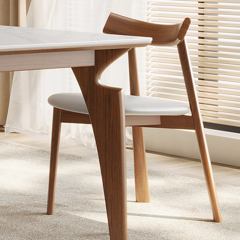 Rectangular rock slab solid wood table set, 29.52"H x 55.11"L x 31.49"W