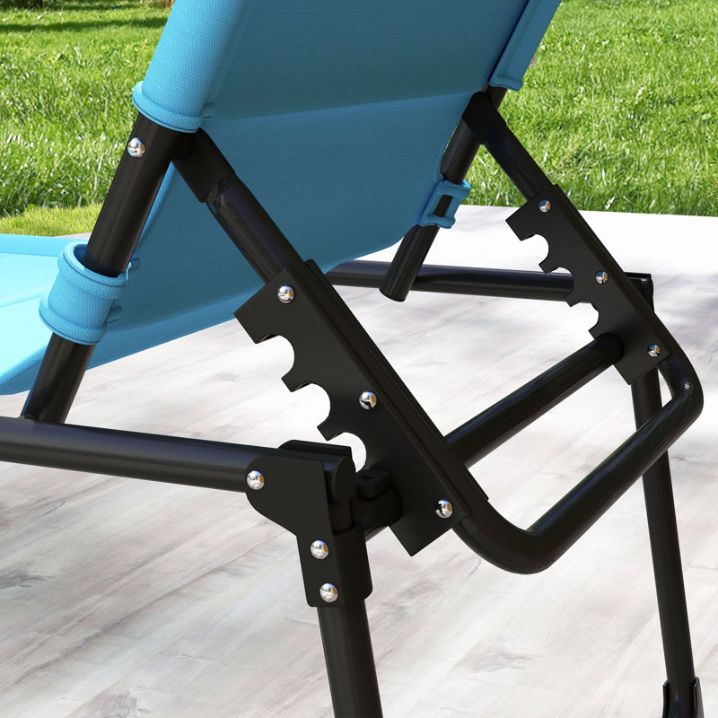 Chaise longue inclinable avec coussins sahdia, Bleu clair