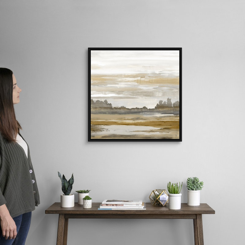 Reproduction d’art sur toile, "Landscape abstract" par David Moore, H 26 po x l 26 po x P 1,75 po, Cadre noir