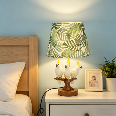 16" Tropical Parrot Table Lamp, Bedside Lamp For Bedroom & Living Room