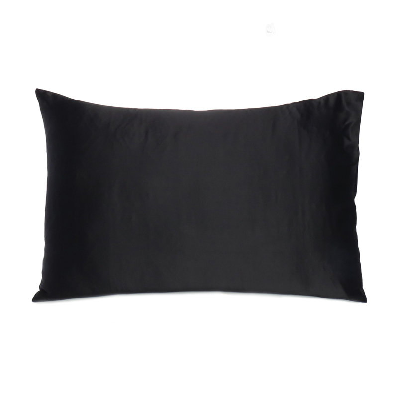 Taie d'oreiller en satin , Noir, Grand