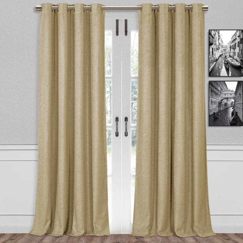 Dhriya Curtain Single Panel, 52" W x 63" L, Gold