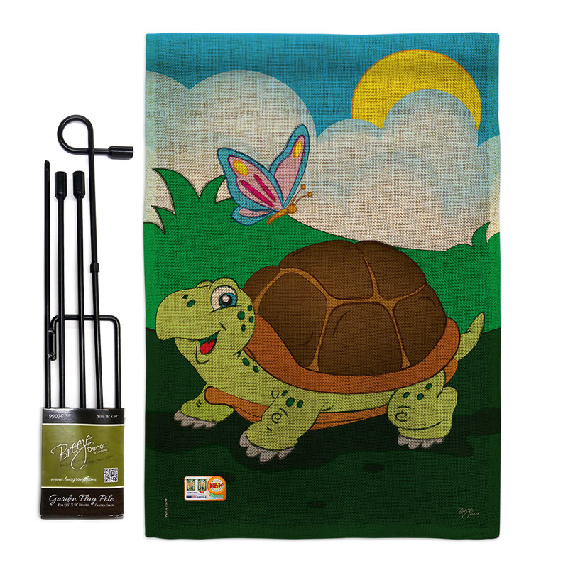 Tortue en polyester de 2 côtés 19 x 13 po drapeau de jardin