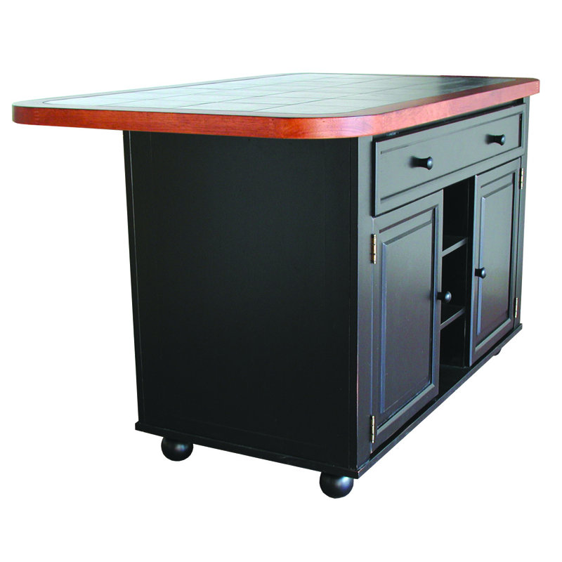 Azizi Kitchen Island Set, Antique Black