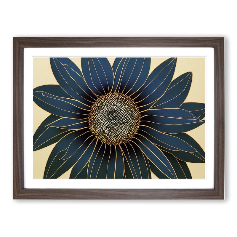 Extravagant Flower - Single Picture Frame Print, 34cm H x 46cm W x 2cm D, Walnut Framed