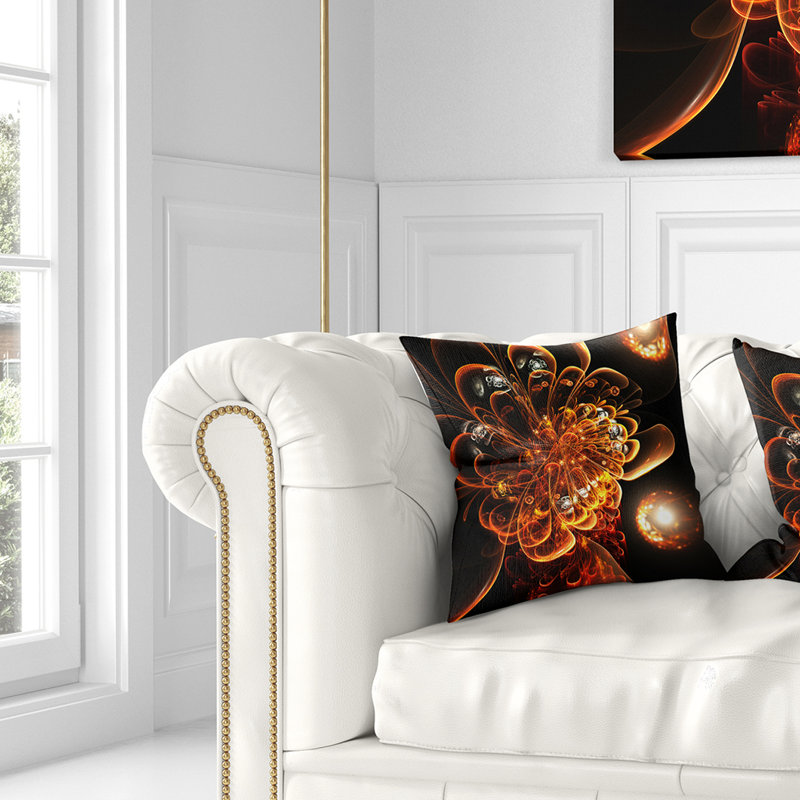 Coussin décoratif floral à fleurs fractales, 16 po x 1 po, Coussin décoratif