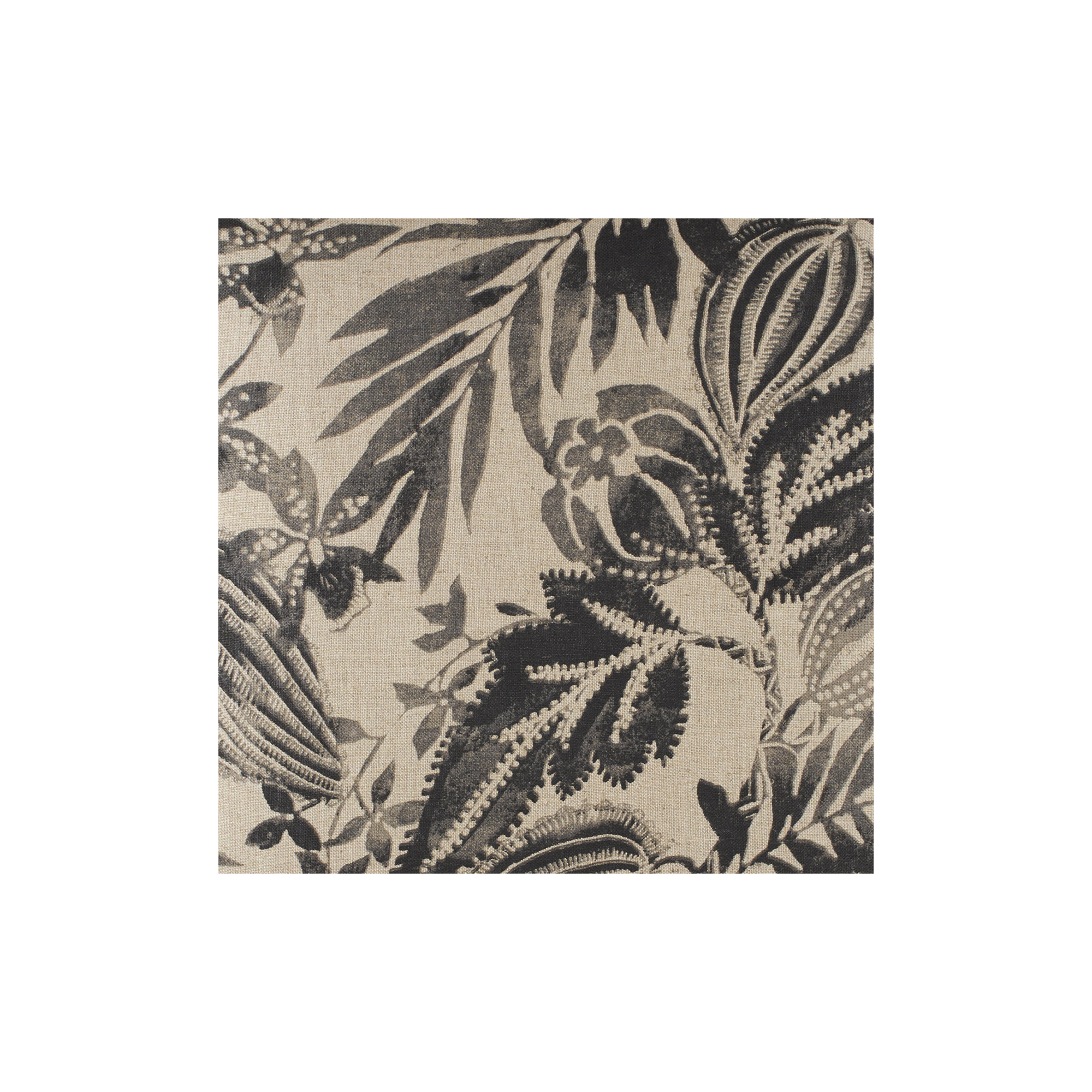 Antigua Linen Sham, Black/Ivory, King