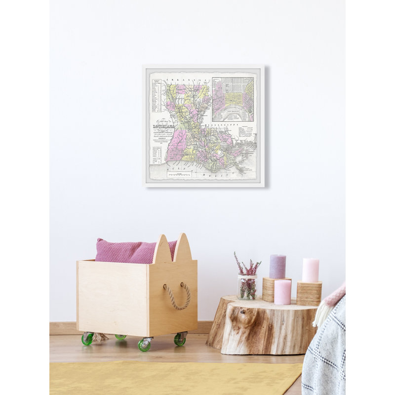 «Louisiana Outline Map», impression encadrée, H 32 po x l 32 po x P 1,5 po