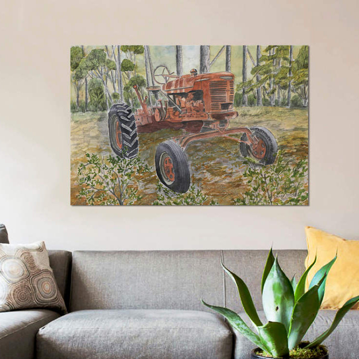 «Old Tractor», reproduction sur toile, H 18 po x l 26 po x P 1,5 po, Toile tendue, Pas de tapis