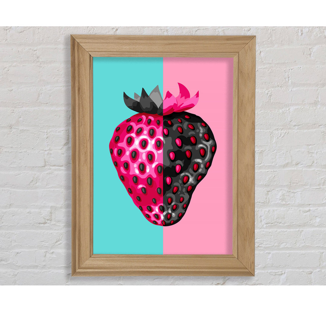 Gerahmtes Wandbild Pop Art Strawberry