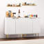 Modern 3D Embossed Sideboard Cabinet with Adjustable Shelf | Gold Handles & Raised Legs, Sturdy Engineered Wood for Hallway, Dining Room & Living Room-1670267823