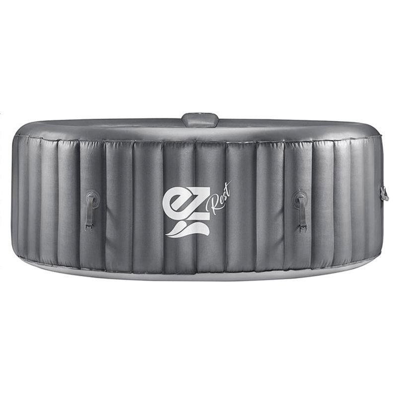 Gray Round Inflatable Hot Tub Spa with LED Lights