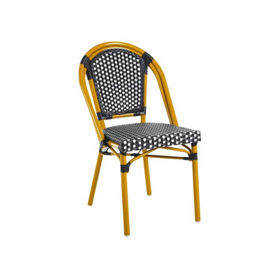 Chaise vibrante à structure en métal avec siège et dossier en polyester tissé à carreaux, pour l'extérieur